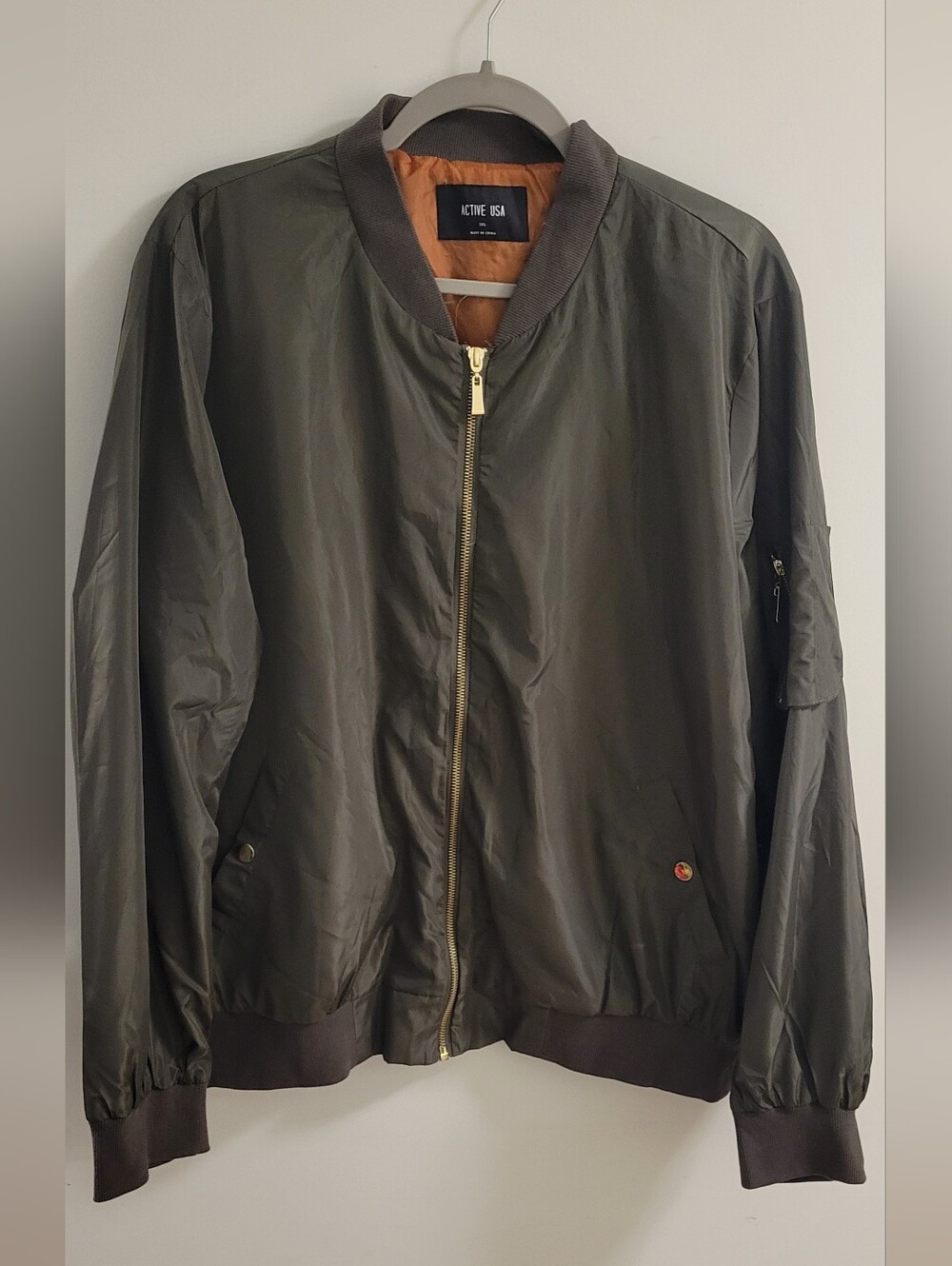 Active USA Olive Green Bomber Jacket 3x